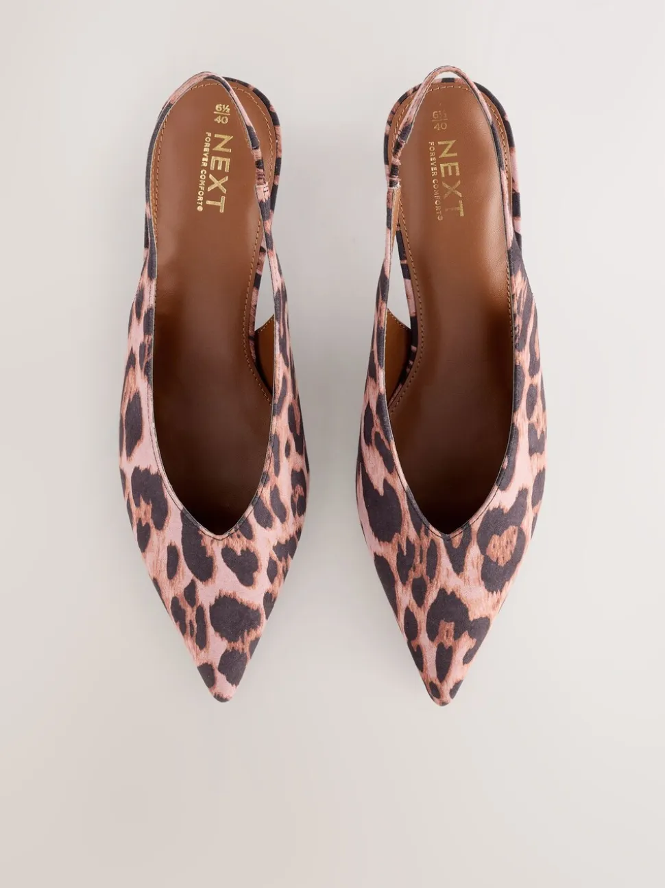 Léopard - Chaussures à talons chaton à bride arrière et bout pointu