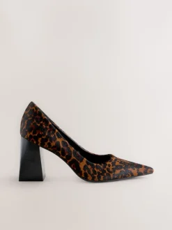Léopard - Talons courts en cuir