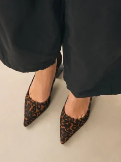 Léopard - Talons courts en cuir