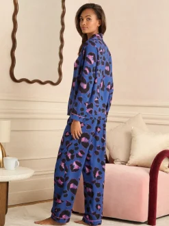 Léopard bleu - Ensemble pyjama Love & Roses à boutons