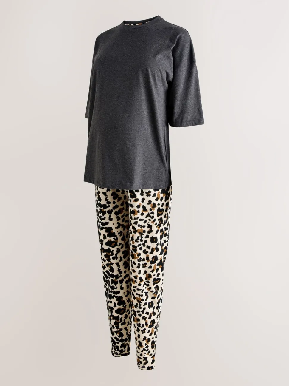 Léopard gris anthracite - Maternité Manches courtes Pyjamas