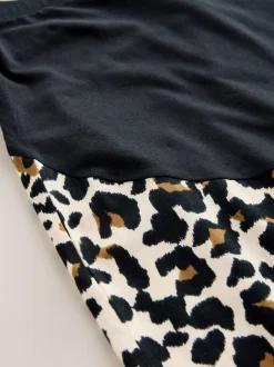 Léopard gris anthracite - Maternité Manches courtes Pyjamas