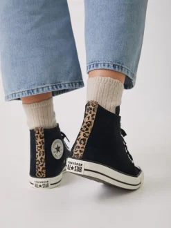 Léopard noir - Converse Baskets Chuck Taylor en daim sur l’ensemble