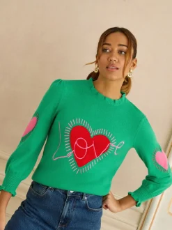 Love & Roses pull en maille à manches courtes avec cœur