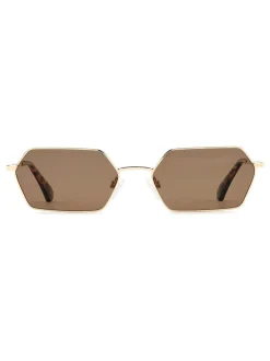 Lunettes de soleil géométriques rectangulaires Prive Revaux, couleur or et havane