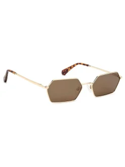 Lunettes de soleil géométriques rectangulaires Prive Revaux, couleur or et havane