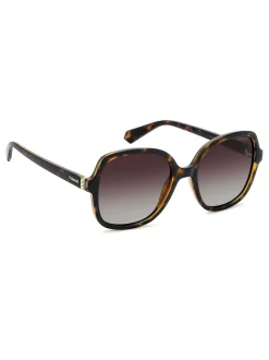 Lunettes de soleil Polaroid marron carrées ornées de bijoux