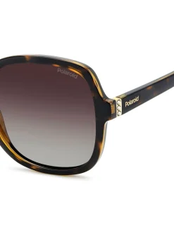 Lunettes de soleil Polaroid marron carrées ornées de bijoux