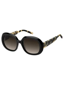 Lunettes de soleil ronde Tommy Hilfiger en noir et havane