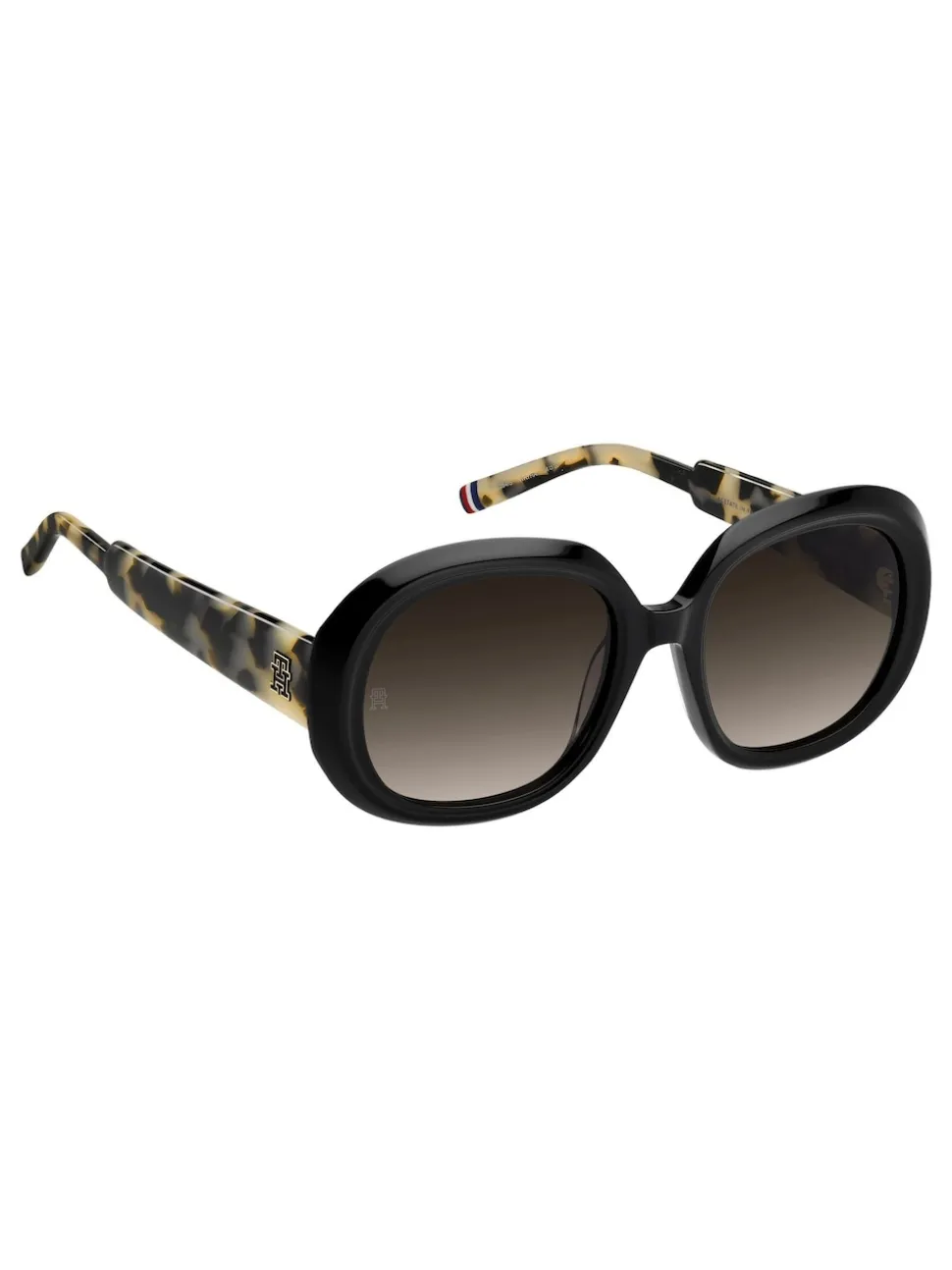 Lunettes de soleil ronde Tommy Hilfiger en noir et havane