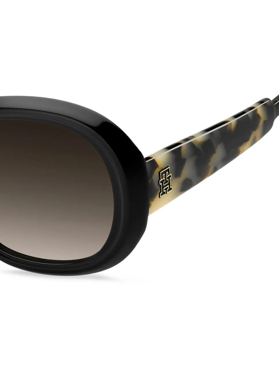 Lunettes de soleil ronde Tommy Hilfiger en noir et havane