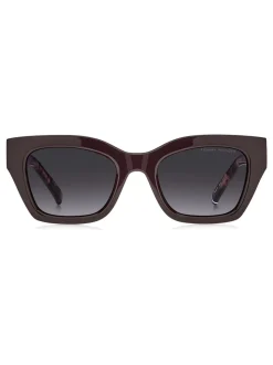 Lunettes de soleil Tommy Hilfiger œil de chat en bordeaux et rose Havana