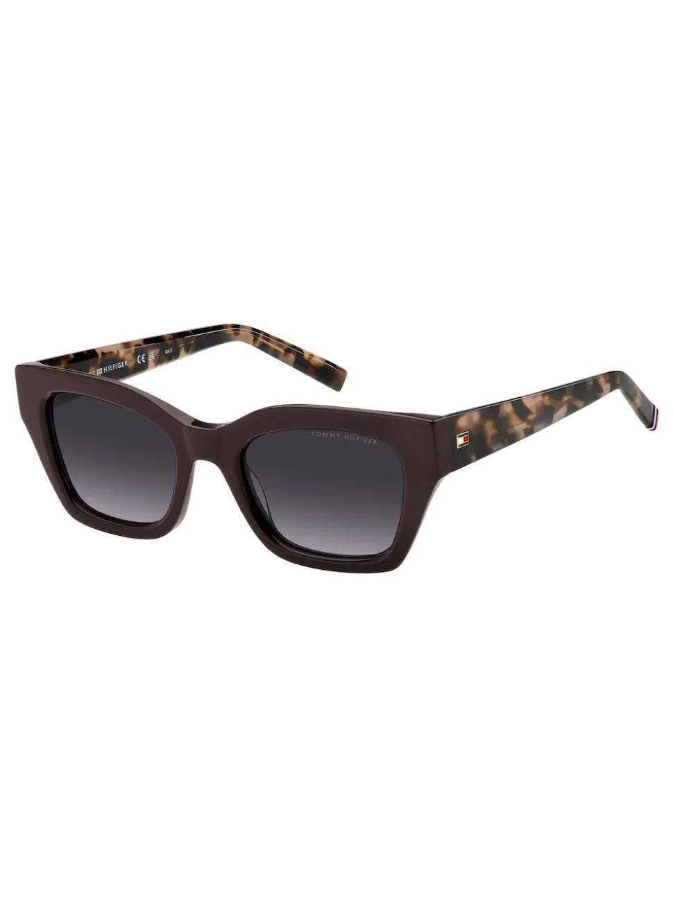 Lunettes de soleil Tommy Hilfiger œil de chat en bordeaux et rose Havana