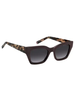 Lunettes de soleil Tommy Hilfiger œil de chat en bordeaux et rose Havana