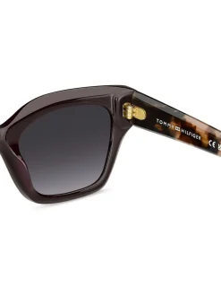 Lunettes de soleil Tommy Hilfiger œil de chat en bordeaux et rose Havana