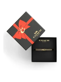 Émail noir - COACH bracelet en forme de C Signature