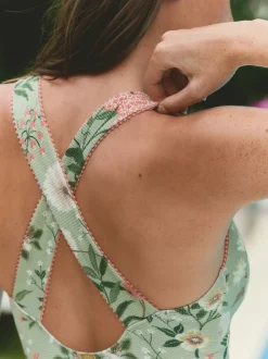 Maillot de bain Laura Ashley texturé plongeant pour le contrôle du ventre