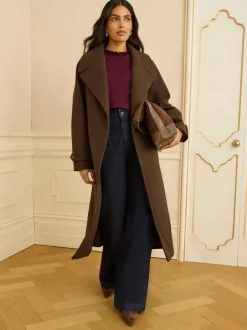 Manteau enveloppant Love & Roses col en fourrure