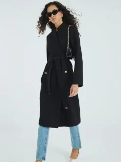 Manteau enveloppant River Island à col cranté et ceinturé