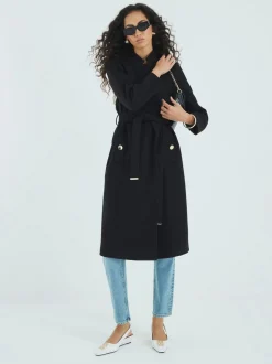 Manteau enveloppant River Island à col cranté et ceinturé