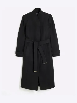 Manteau enveloppant River Island à col cranté et ceinturé