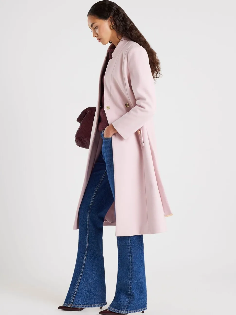 Manteau enveloppant River Island à col cranté et ceinturé