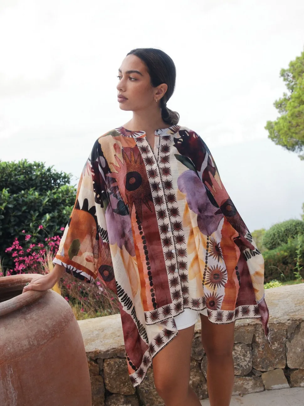 Marakesh Scenic - Chemise kaftan imprimée à enfiler