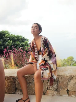 Marakesh Scenic - Chemise kaftan imprimée à enfiler