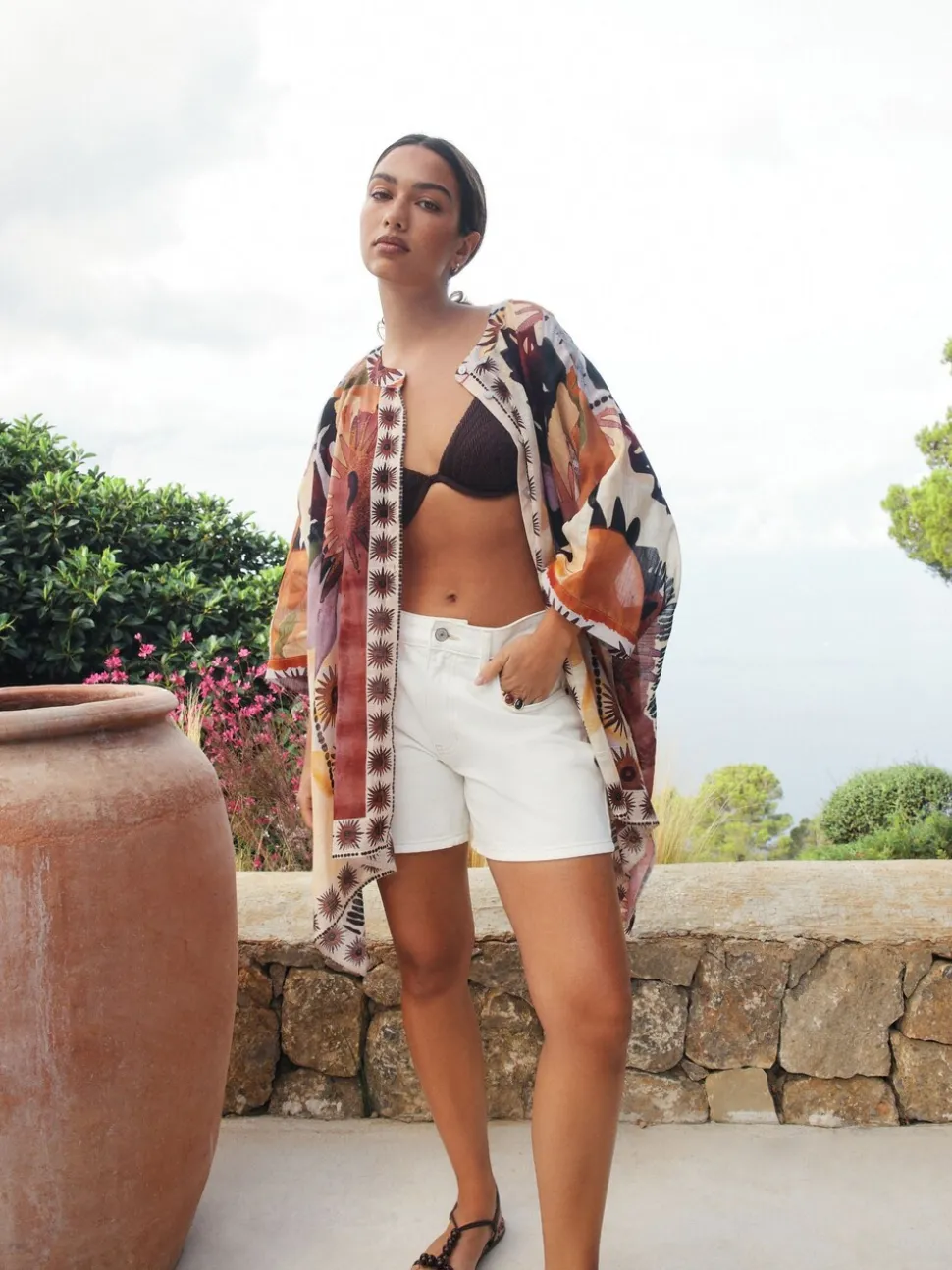 Marakesh Scenic - Chemise kaftan imprimée à enfiler