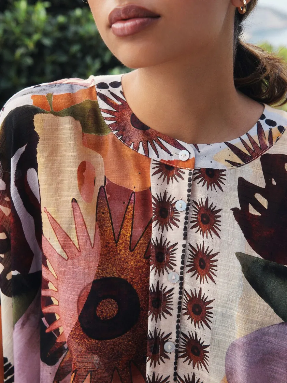 Marakesh Scenic - Chemise kaftan imprimée à enfiler