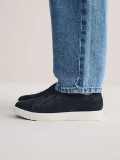 marine - Baskets Signature sans lacets en cuir haut de gamme