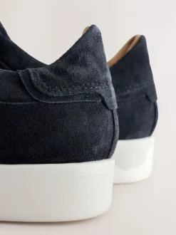 marine - Baskets Signature sans lacets en cuir haut de gamme
