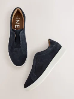 marine - Baskets Signature sans lacets en cuir haut de gamme