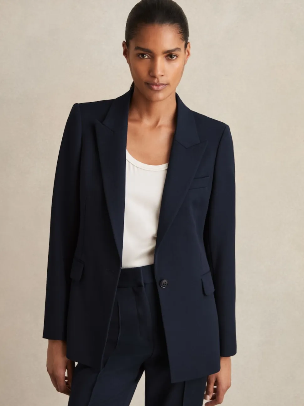 marine - Blazer de costume droit ajusté Reiss Gabie