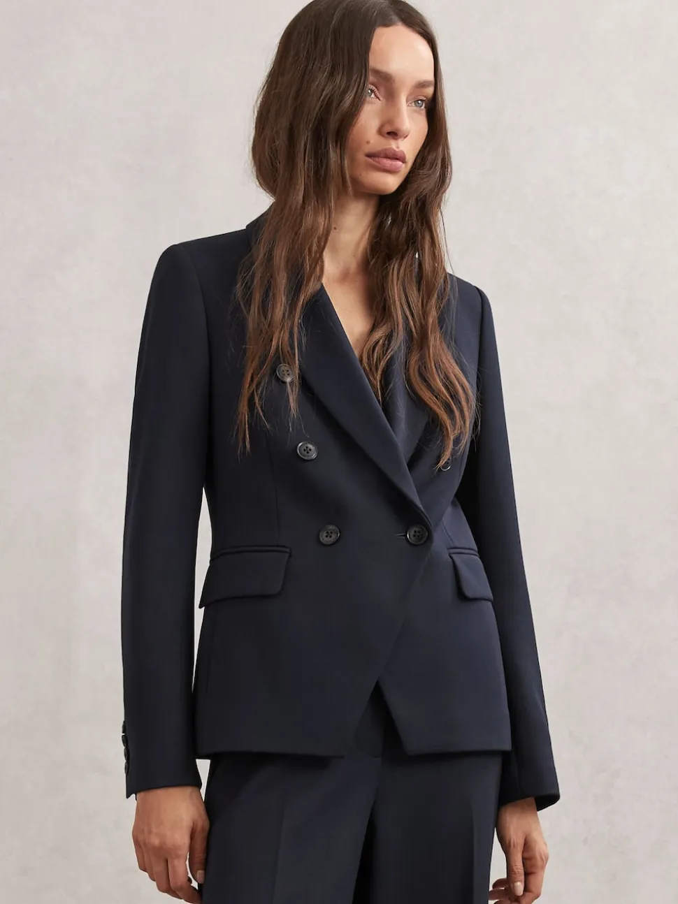 marine - Blazer de costume Reiss Gabi à double boutonnage