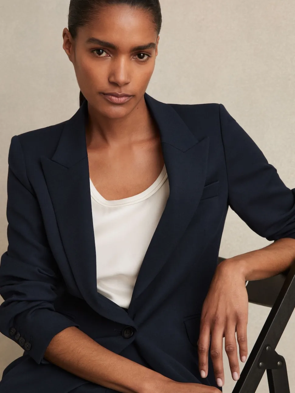 marine - Blazer de costume droit ajusté Reiss Gabie