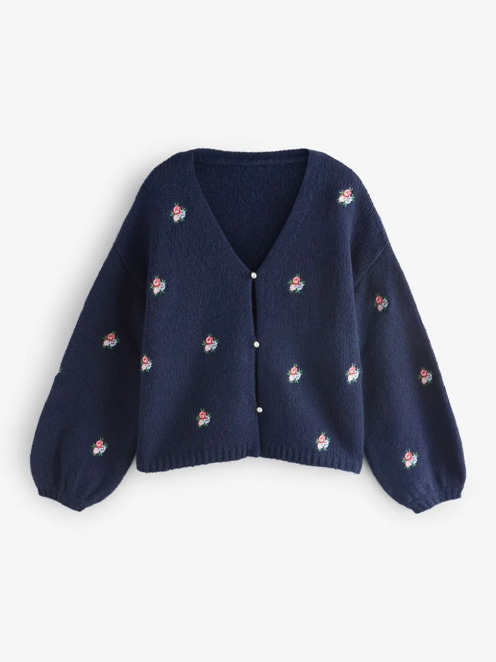 marine - Cardigan Laura Ashley Fleuri Brodé