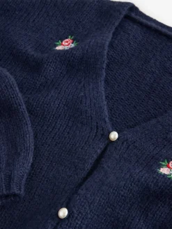 marine - Cardigan Laura Ashley Fleuri Brodé