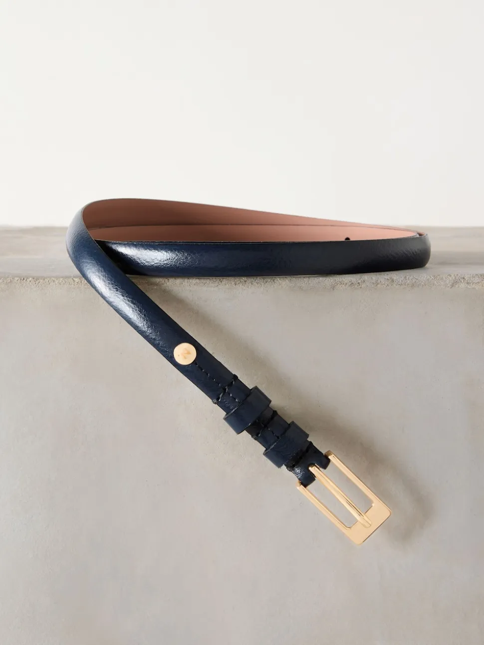 marine - Ceinture N. Premium Skinny Made In Italie en Cuir