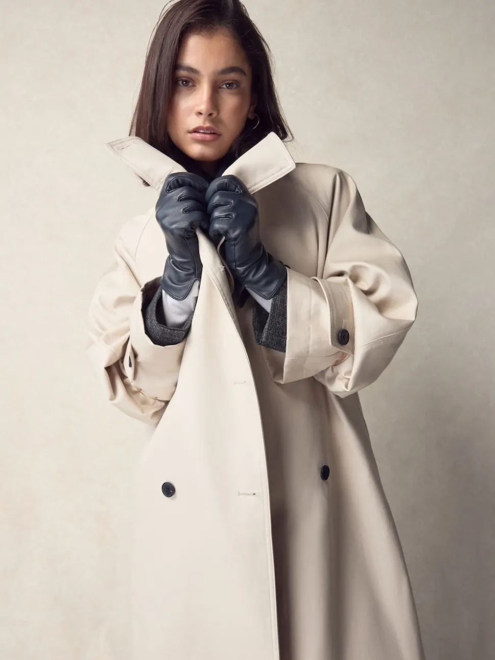 marine - Gants en cuir