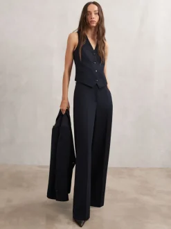 marine - Gilet Reiss Gabi en sergé à simple boutonnage