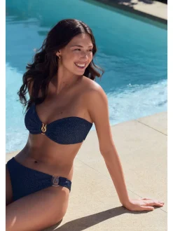 marine - Haut de bikini bandeau B by Ted Baker texturé scintillant