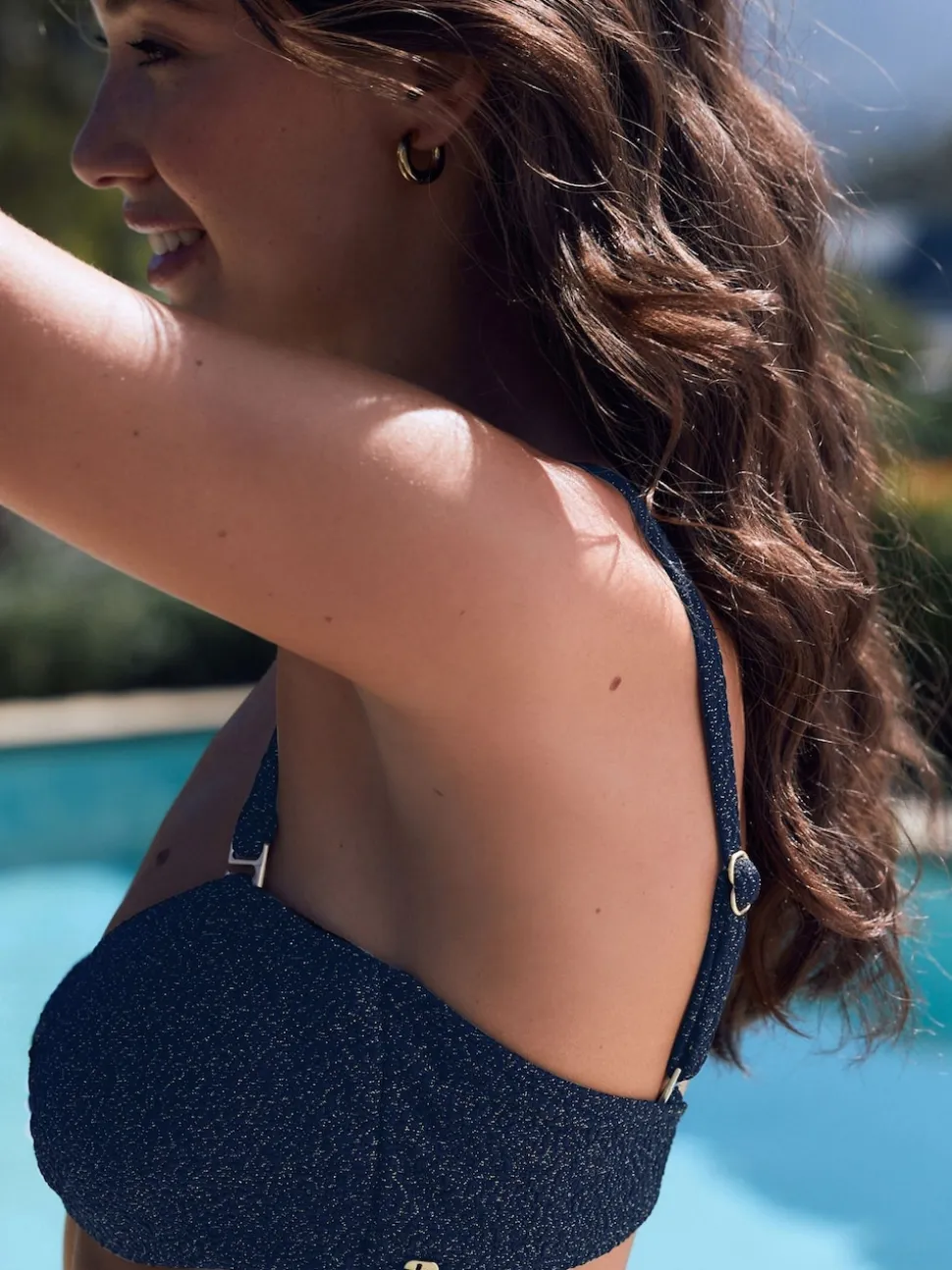 marine - Haut de bikini bandeau B by Ted Baker texturé scintillant