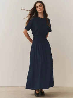 marine - Jupe longue Maxi froncée