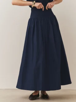 marine - Jupe longue Maxi froncée