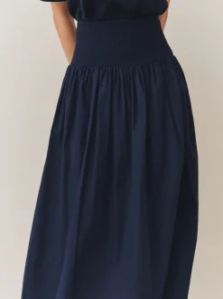 marine - Jupe longue Maxi froncée