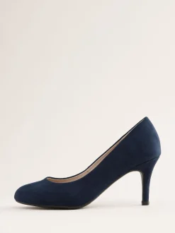 marine - Les amis aiment ces escarpins à talon bas stiletto et à bout rond en faux daim