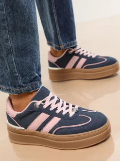 marine - Lipsy Baskets de sport à plateforme épaisse en faux suède