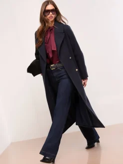 marine - Lipsy Manteau long à manches ovoides à simple boutonnage