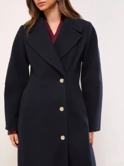 marine - Lipsy Manteau long à manches ovoides à simple boutonnage